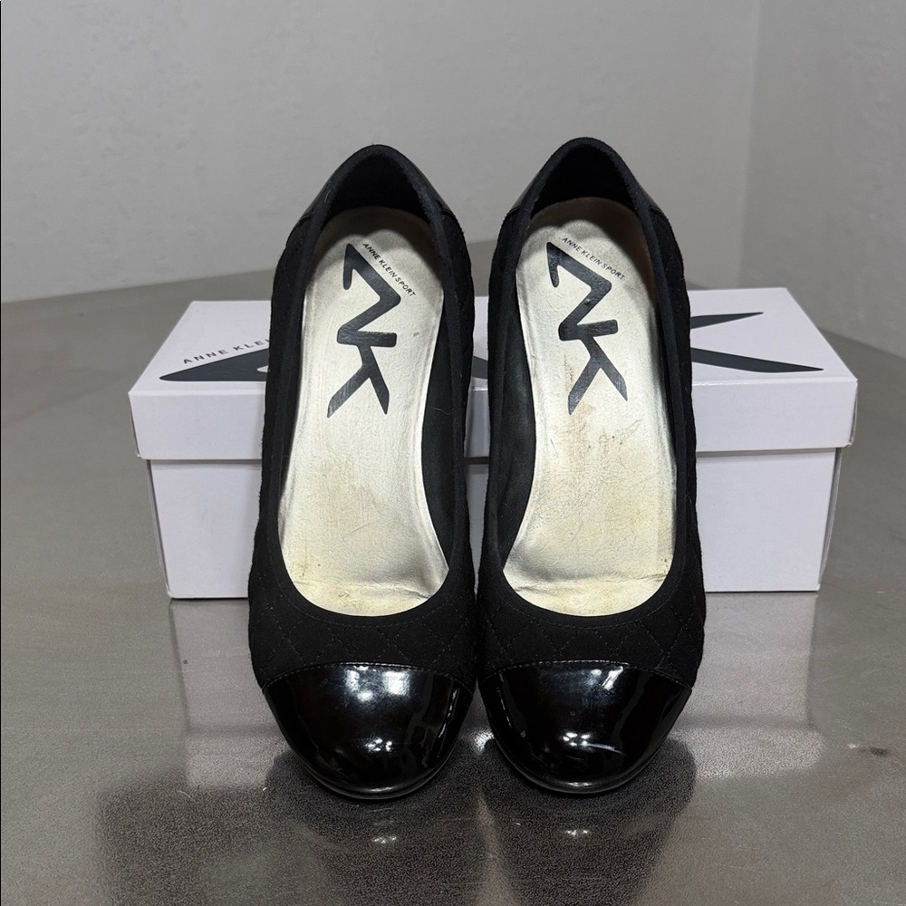 Anne Klein Black Patent Toe Heels